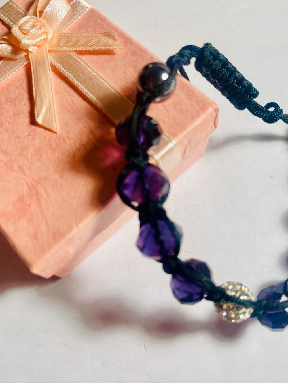 Elegant Purple Black Bead Bracelet - Beautiful